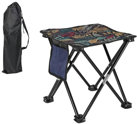 wisoolkic Hopfällbar stol Bärbar fotstöd Campingpall Lätt, enkel att bära, mångsidig, bekväm fotstöd för vandrare, lätt, packbar stol, kraftig vandring, Blad med påse, Vikbar