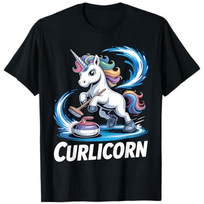 Ice Curling Player Unicorn Ice Sport Funny Curling Sport T-Shirt