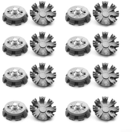 Lot de 16 crampons de chaussures de golf en caoutchouc avec vis filetées métalliques avec 8 points pour une meilleure traction pendant le jeu (gris)