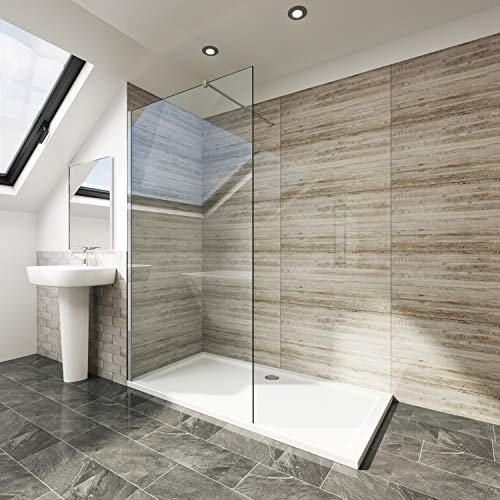 ELEGANT 1000x1850mm Walk in Shower Enclosure Wet Room Screen Panel 6mm Tougheded Safety Glass with Support Bar