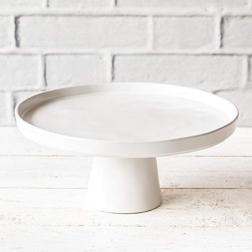 Home of Cake Tortenplatte mit Fuß Puro Medium in Weiß Matt Ø 27 cm Tortenständer Kuchenplatte Kuchenständer aus Keramik für Hochzeiten Geburtstage Partys