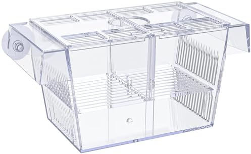 Pawfly Aquarium Fish Breeding Box Acrylic Hatchery Incubator Tank with Suction Cups Medium Isolation Box for Baby Fish Shrimp Betta and Guppy