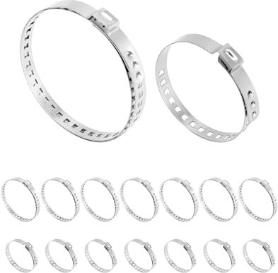 QWORK® 16 piezas Abrazaderas de fuelle universal - acero inoxidable - 25 a 46 mm y 75 a 125 mm