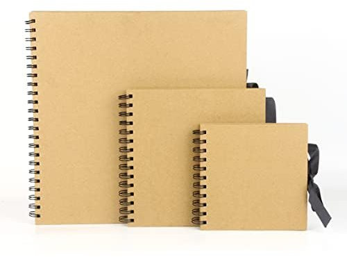Small Brown Scrapbook Photo Album 100 Pages/50 Sheets, 200gsm Kraft Square Scrap book with Ribbon Closure – Ideal for Scrapbooking, Arts, Crafts and DIY (15x15 cm)