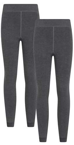 Mountain Warehouse Womens Fluffy Fleece Lined Thermal Leggings Multipack - Lightweight Ladies Pants, Warm & Cosy - Autumn Winter, Outdoors, Travelling & Hiking Charcoal (2 Pack) L