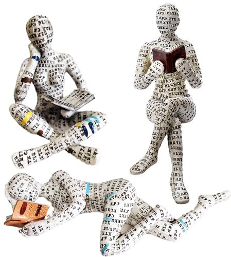 PIGPIGFLY Lesende Frau Skulptur,Regal Deko,Deko Figuren,Bücherwurm-Skulptur,Dekofiguren Wohnzimmer,Kantenhocker Figuren,Modern Abstract Kunst Skulpturen Deko, Bürodekorationen