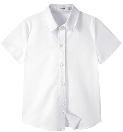 LOLANTA Chemise Formelle à Manches Courtes pour Enfants Chemise Coton pour Garçons 3-14 Ans