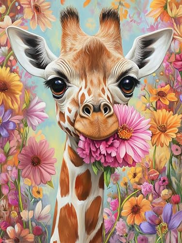 VAIIEYO 5D DIY Diamond Painting Giraff, Diamantmålning Kit Djur, Strass Broderi Korsstygn Kit Tillbehör Konst Hantverk Kanvas Väggdekor Klistermärken Heminredning 30 x 40 cm-52