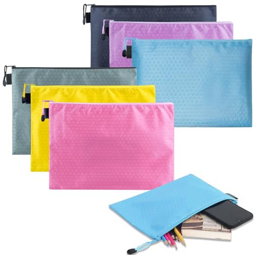 Demarsen 6 Stück Geldtaschen Banktasche,Geldtasche A5 Format,Banktasche aus Kunstleder Genarbt,Bankmappe Groß für Bargeld Aufbewahrung,Dokumente Brieftasche für Schule,Haushalt,Business (6 Farben）