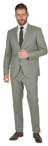 Steffen Klein Herren Anzug - Regular Fit - Größe 52 - Zweiteiler Business Anzug - Elastischer Komfort - Klassischer Schnitt - Khaki