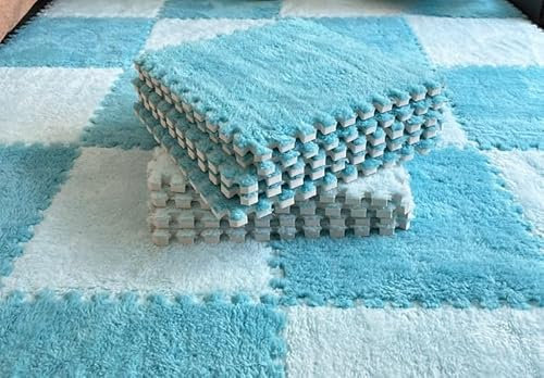 Tapis de sol en mousse pelucheuse - 20 pièces - Patchwork - À découper - Pour chambre à coucher - Confortables - Décoration d'intérieur