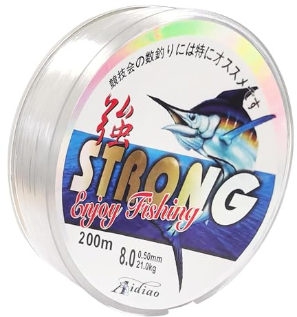 ipow 0,5mm/200m Fil de Pêche Monofilament en Nylon Transparent,Ligne de Pêche Ultra Résistant(21kg) pour Pêche en Mer,Truite,Carpe,Sandre, Idéal pour Décorations Suspendues/Travaux Manuels