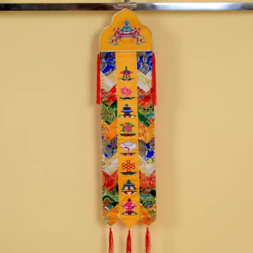 Banderas de oración, 1 pieza de 85 cm, estilo tibetano, ofrendas for Buda, banderas de oración decoradas for salones budistas.