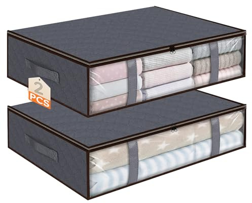 Freyeeti 2 Bolsas Almacenaje Ropa Debajo Cama 40L Plegables Asas Reforzadas