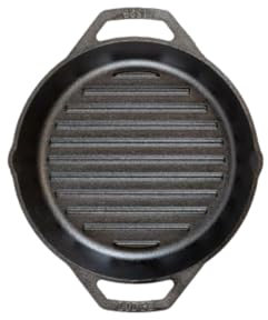 Lodge - Poêle grill à double poignée en fonte naturelle 26cm - Tous feux - Made in USA - Idéal pour barbecue