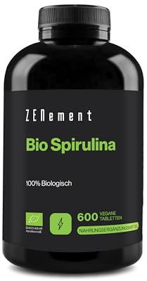 600 Compresse di Spirulina Biologica - Alga 100% Biologica di Alta Purezza - 3000 mg per Dose - Saziante e Detox - Ricca di Proteine Vegetali - Senza Additivi né Allergeni