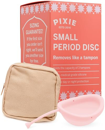 Pixie Menstrual Disc - No Metals or Toxins - 100% Medical-Grade Silicone - Ranked 1 for Most Soft Reusable Period Disc - Removes Like a Tampon - Wear 12 Hours - Capacity of 3 Tampons (Small)