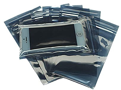100 Clear Zip-Lock Resealable Bags ESD Anti-Static Shielded Storage Bags Reusable Clear Bags (Various Sizes) (2.4X3.5(6x9cm), metallic)