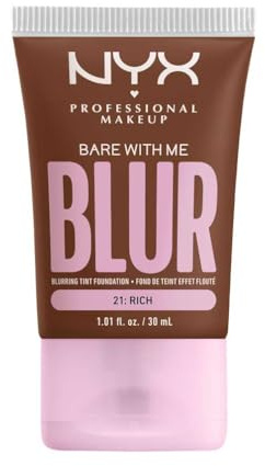 NYX Professional Makeup Blurring Tint Foundation, Medium Coverage, Matte Finish, With Niacinamide, Matcha and Glycerin, 12 Hours Hydrating, Bare With Me Blur, 30 ml, Shade: Rich