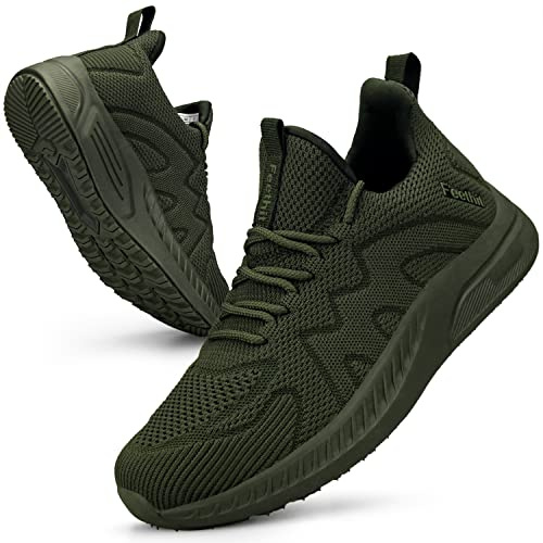 Feethit Women Trainers Casual Sneakers Lightweight Breathable Walking Shoes Gym Sport Tennis Army Green 8