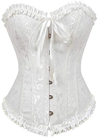 Grebrafan Corset Ballet Clasico Brocado Corsé Tallas Grandes (EUR(30-32) XS, Blanco)