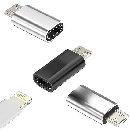 Adaptateur Lightning vers Micro USB(Lot de 3) iPhone Prise Cable Chargeur Convertisseur Apple Jack Femelle Android Mâle Charger Câble Mini Adapter Compatible pour Huawei Xiaomi Redmi Samsung LG