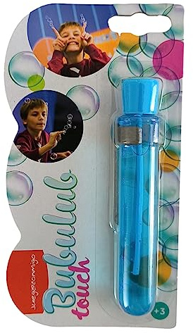 Juegaconmigo BUBULUB Kit pompas de jabón Resistentes. Juguete Burbujas Divertido para niños. Incluye Guantes para Jugar, 2 Botes solución y Accesorios (Touch), Azul (JCBBLB002)