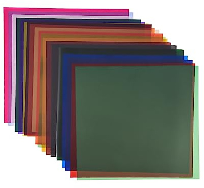 Fesjoy 20 st färgkorrigering gel ljusfilter ark färgkorrigeringsfilter kit färgad transparent färgfilm, storlek 9,8 x 6,6 cm (3,8 x 2,6 tum)