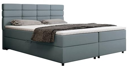 Reve Boxspringbett 180 x 200 cm Doppelbett mit hochwertiger Bonell-Matratze und Topper, Polsterbett mit Bettkasten, Schlafzimmer, Bequem, Modern, Stilvoll
