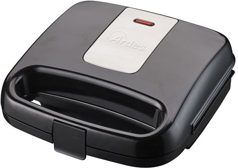 ARDES - AR1S12 FFIZIOSO Kompakter Toaster mit Antihaftplatten - Elektroplatte für Brötchen, Toast, Fladenbrot und Gemüse - Toaster, leicht zu reinigende Platten, Schwarz Silber