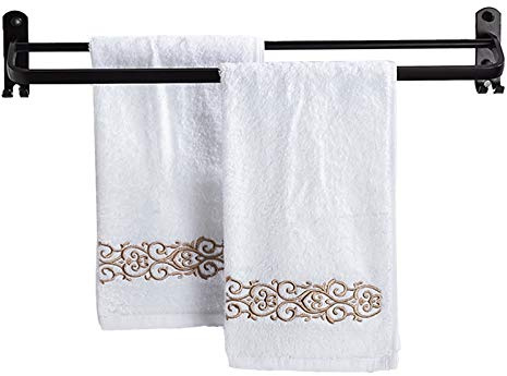 ECOLFE Towel Rail for Bathroom, European Style Double Towel Bar Rail,Space Aluminum Black,Wall Hanger Bathroom Towel Bar(SZ:40cm，50cm，60CM)(SZ:40cm) (Size : 40cm)