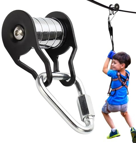 Seilrolle Für Slider Slacklin-e, Seilrutsche Umlenkrolle Seilrolle Mit Karabiner, Starke Tragende, Robuste Riemenscheibe Mit 5 Rollen, Slider Slacklin-e Pully Gleitlager Zubehör