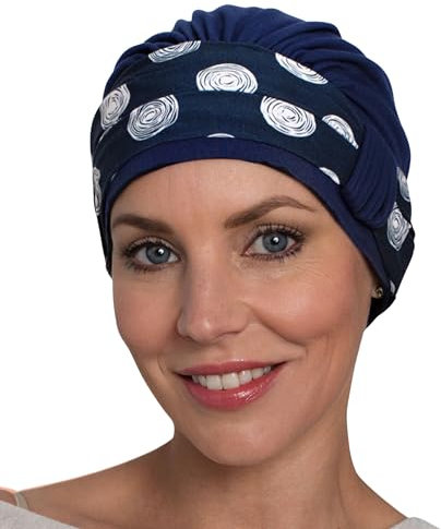 Deresina Headwear Turban aus Bambus, seitliches Detail, für Haarausfall, Chemo, Damenmode Accessoires, navy, Einheitsgröße