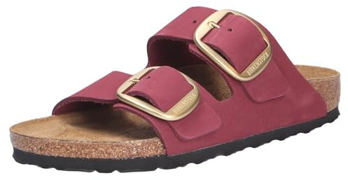 Birkenstock Damen Pantolette Arizona Big Buckle Nubukleder schmal Rot 40