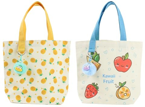 Spldsun 2 Piezas de Bolsas de Compras Plegables, Bolsa de Fruta de Regalo, Bolsa de Tela con Asa, Lleva Todos tus Elementos Esenciales de Moda con Facilidad