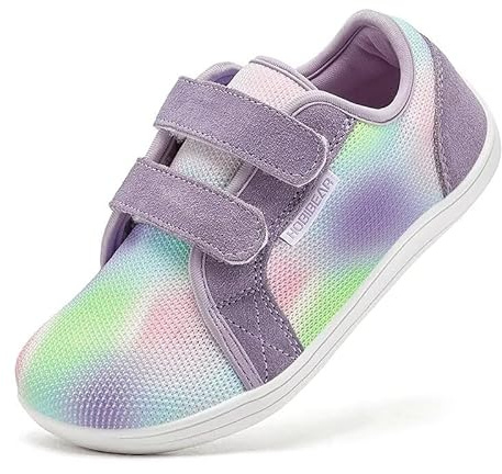 HOBIBEAR Barfotaskor för barn, flickor, utomhus, löpning, minimalistiska promenadskor, Lila fläckig, 35 EU/bred