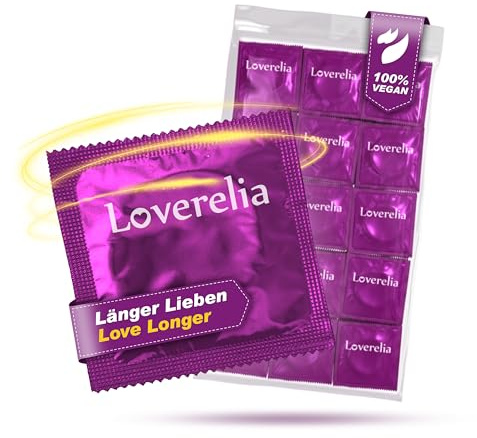 Preservativi Loverelia Longer Love-​​forma sagomata-per prolungare il rapporto sessuale e aumentare il desiderio-lattice di gomma naturale-vegano-reale al tatto-confezione da 100 (2 x 50 pezzi)