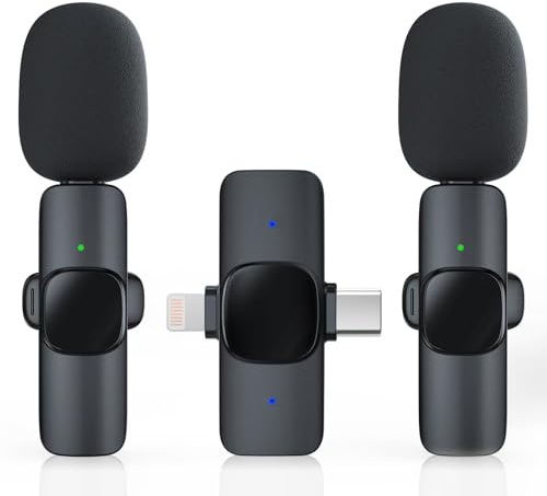 RIKGYHA Kabelloses Lavalier-Mikrofon für iPhone/Android-Handy, USB C Wireless Lav-Mikrofon, 4 Tonabnehmer-Modi, Geräuschunterdrückung, Mini-Ansteckmikrofon für Videoaufnahmen, Podcasts, YouTube,
