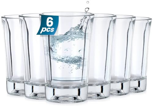 Vilde Schnapsgläser Glas Shotgläser Kleine Likörgläser Transparent Shot Gläser Spülmaschinenfest Dicke Basis Schnapsgläser für Party Festival Tequila Ouzo Vodka 40 ml 6 Stk.