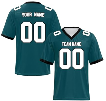 EZJOBLA Personalisierte Fußball-Trikots für Herren Personalisiertes Trikot Personalisierbar American Football Trikots hinzufügen Teamnamennummer Damen Jugend A25