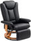 HOMCOM Manual Recliner Chair with Footrest, Upholstered Reclining Armchair with Adjustable Backrest and Steel Frame, PU Leather Swivel Chair for Living Room, Bedroom, Black