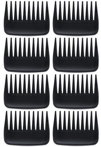 8 Stück Schwarz Grob Breiter Zahnkamm Lockenkamm Tragbarer Styling Kamm Lockenkamm Frauen Kein Griff Entwirrungskamm Duschkamm für Damen Herren Langes Kurzes Lockiges