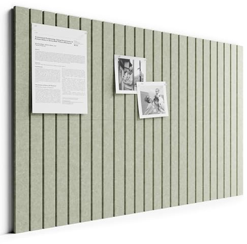 Bumusty Cork Board Alternative, 6-Pack Felt Pin Board, Sage | 90 x 60cm Notice Boards for Home, Fine-stripe 6-pack Vision Board with 30 Pushpins & 30 Adhesive Tabs for Office & Bedroom