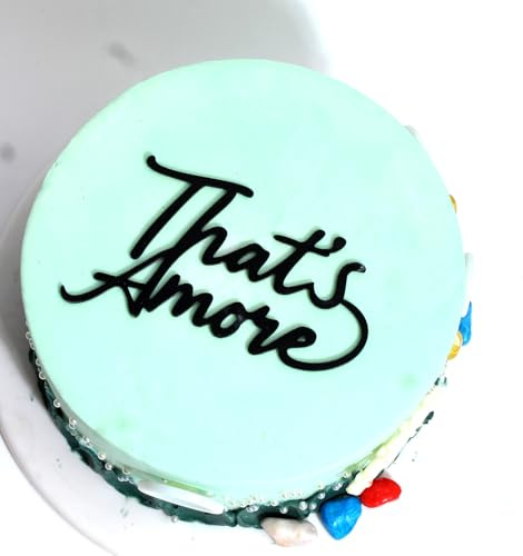 That's Amore Cake Topper - Acrylic Black Bachelorette Bridal Shower Decorations, Thats Amore Wedding Cake Decor for Bachelorette, Engagement, Wedding Reception, Anniversary