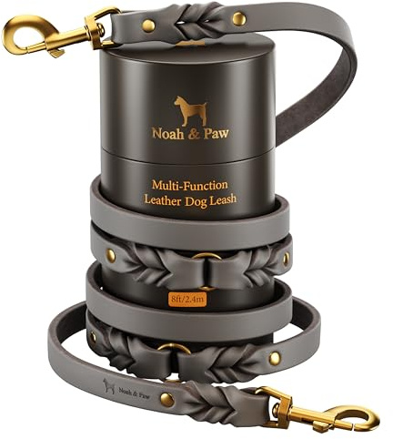 Noah & Paw Hands Free Dog Leash (8 ft) Leather Dog Leash (6-in-1)