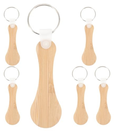 COLLBATH 6pcs Wooden Keychain Shopping Trolley Tokens Quarter Holder Key Ring for Grocery Cart DIY Cart Coin Keychain Set