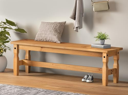 Mercers Furniture Corona 5'0 Bench Solid Wood Mexican Pine Wooden Kitchen Dining Breakfast Bar Long Seat Hallway 45cm High 153cm Wide 38cm Deep