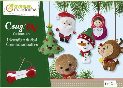 MY MANDARINE KC062C - Boite créative enfant - 6 personnage Mini Couz'in 10 cm à coudre - À partir de 6 ans - NOËL