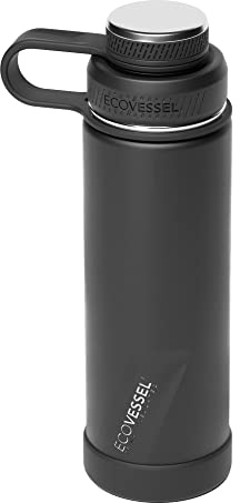 ECOVESSEL Boulder-20oz Triple Insulated Stainless Steel Hot or Cold Drinking Bottle , Black Shadow