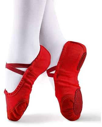 Daydance Red Girls Ballet Slippers Soft Split Sole Ballet Flats Dance Shoes